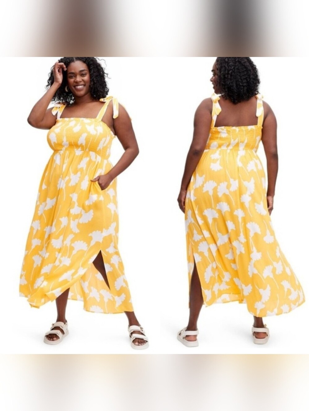 DVF Diane Von Furstenberg Yellow White Ginkgo Floral Maxi Sun Dress XXXL 3X NWT